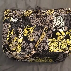 Vera Bradley Quilted Floral Tote in Yellow, Black and Gray